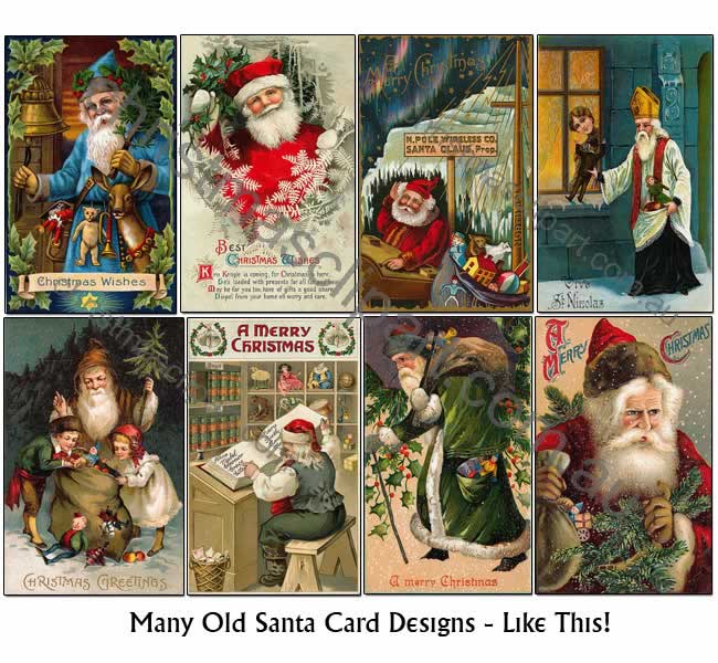 vintage santa cards,old santa images,old santa clipart